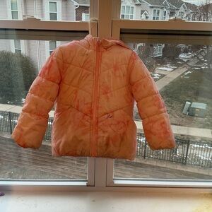 Pink and Orange Tie-Dye Puffer Jacket